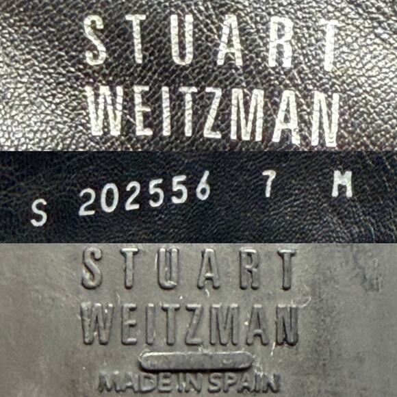 Stuart Weitzman Rugerio Boots Womens 7 M Black Leather Wedge Slouchy Moto - Picture 13 of 14